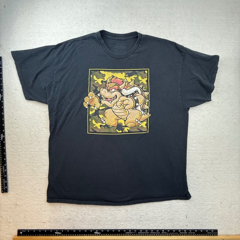 Super Mario Bowser Graphic T-Shirt Mens 2XL Black‎  Nintendo distressed cracked